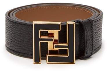 fendi ff logo buckle leather belt mens black gold|fendi leather belt.